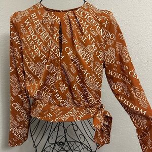 Orange Tie Front Relaxed Blouse